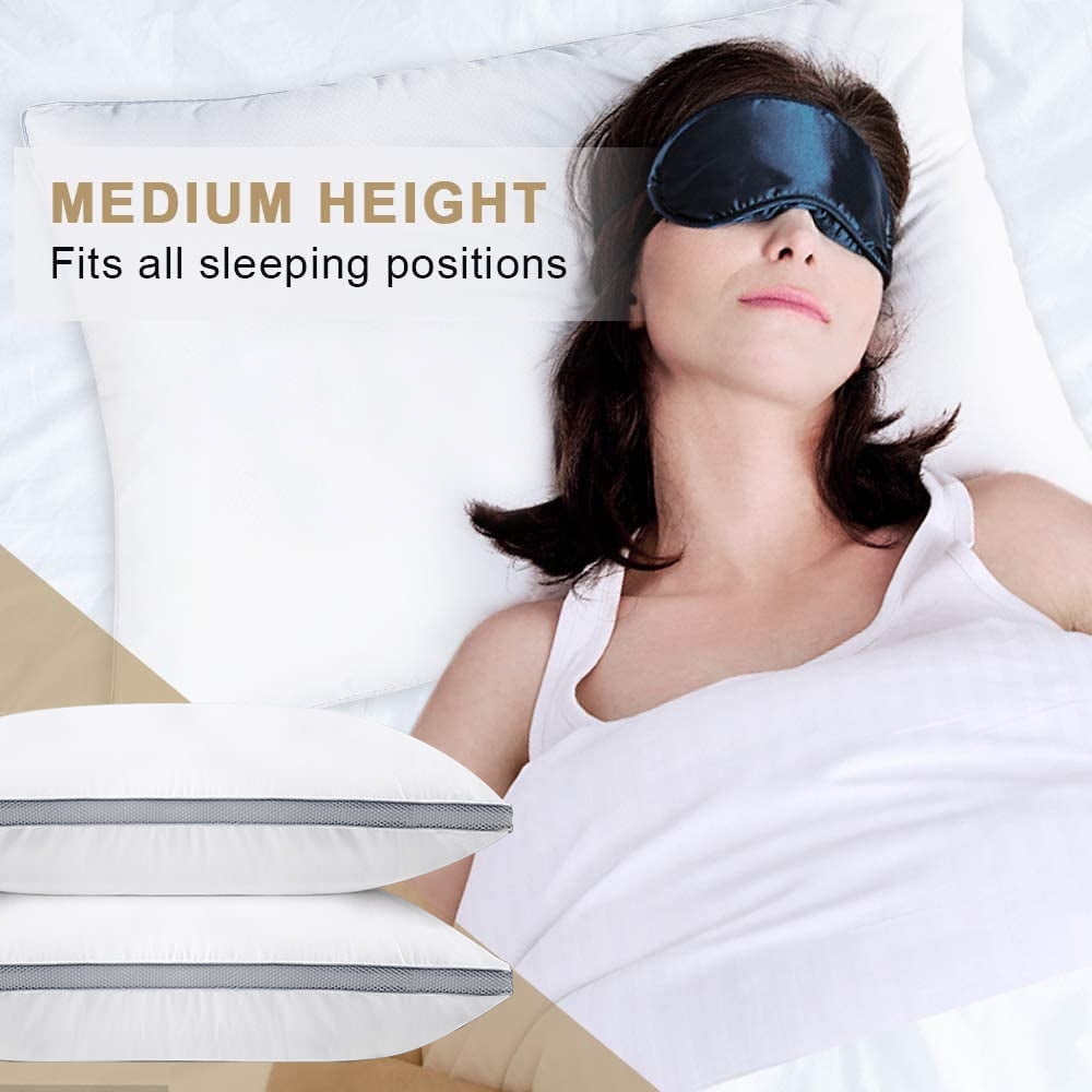 2 Pack Cotton Down Alternative Pillows,Queen Size Bed Pillows Gusseted Hypoallergenic