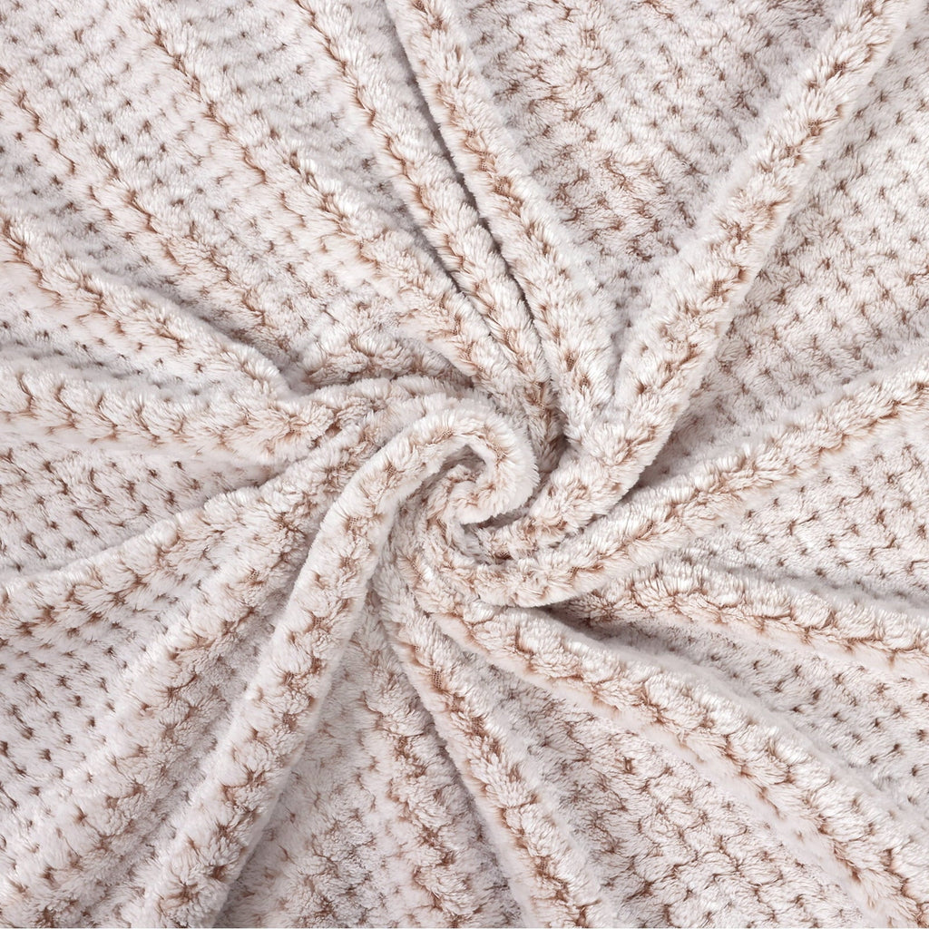 Waffle Textured Mixed Camel Fleece Blanket, Super Soft and Warm 50"x70" Throw Blanket for Couch, Cozy, Fuzzy and Ligh...