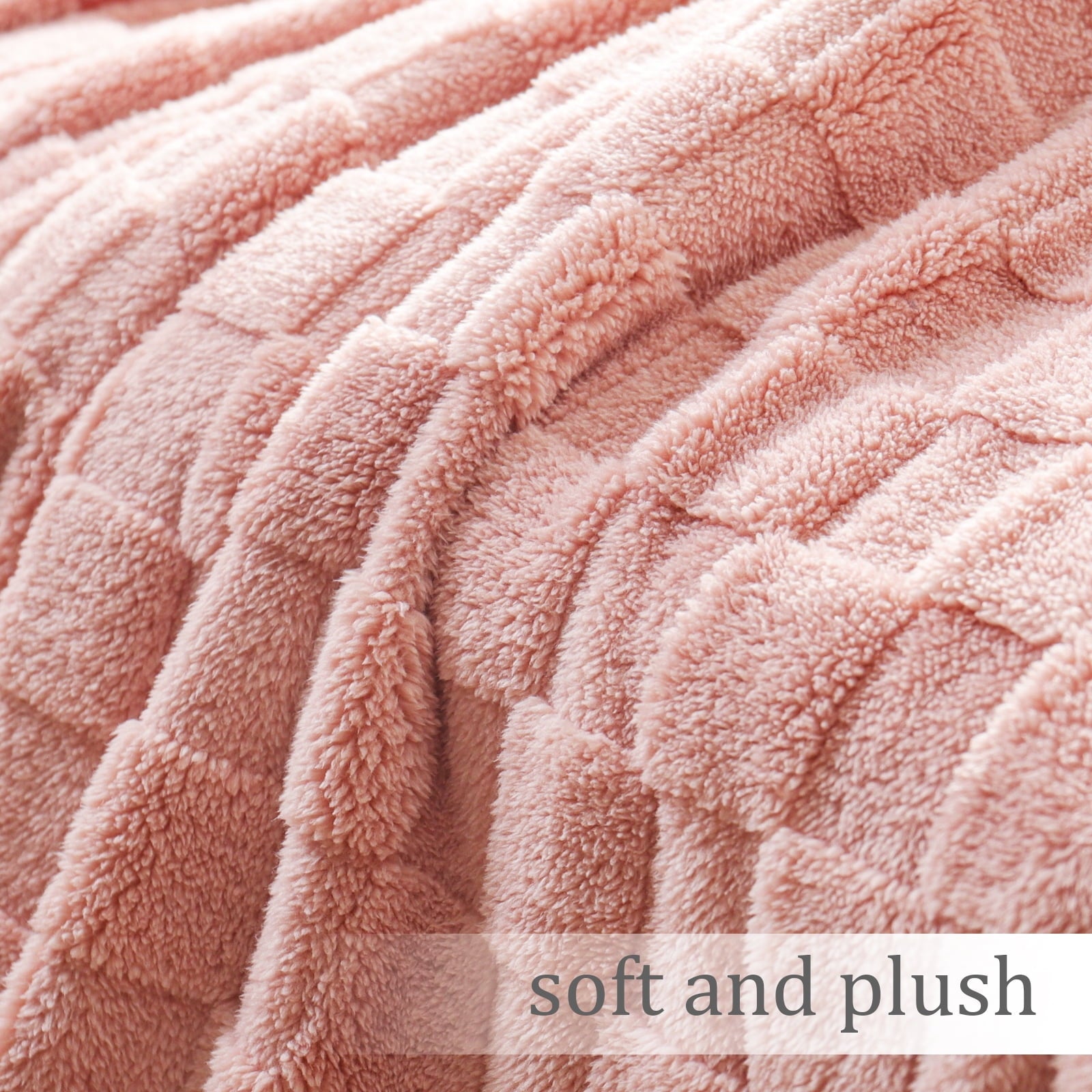 Fleece Throw Blanket for Couch, Super Soft Warm Lightweight Checkered Pattern Blanket for All Seasons, Pink, 50"x60"