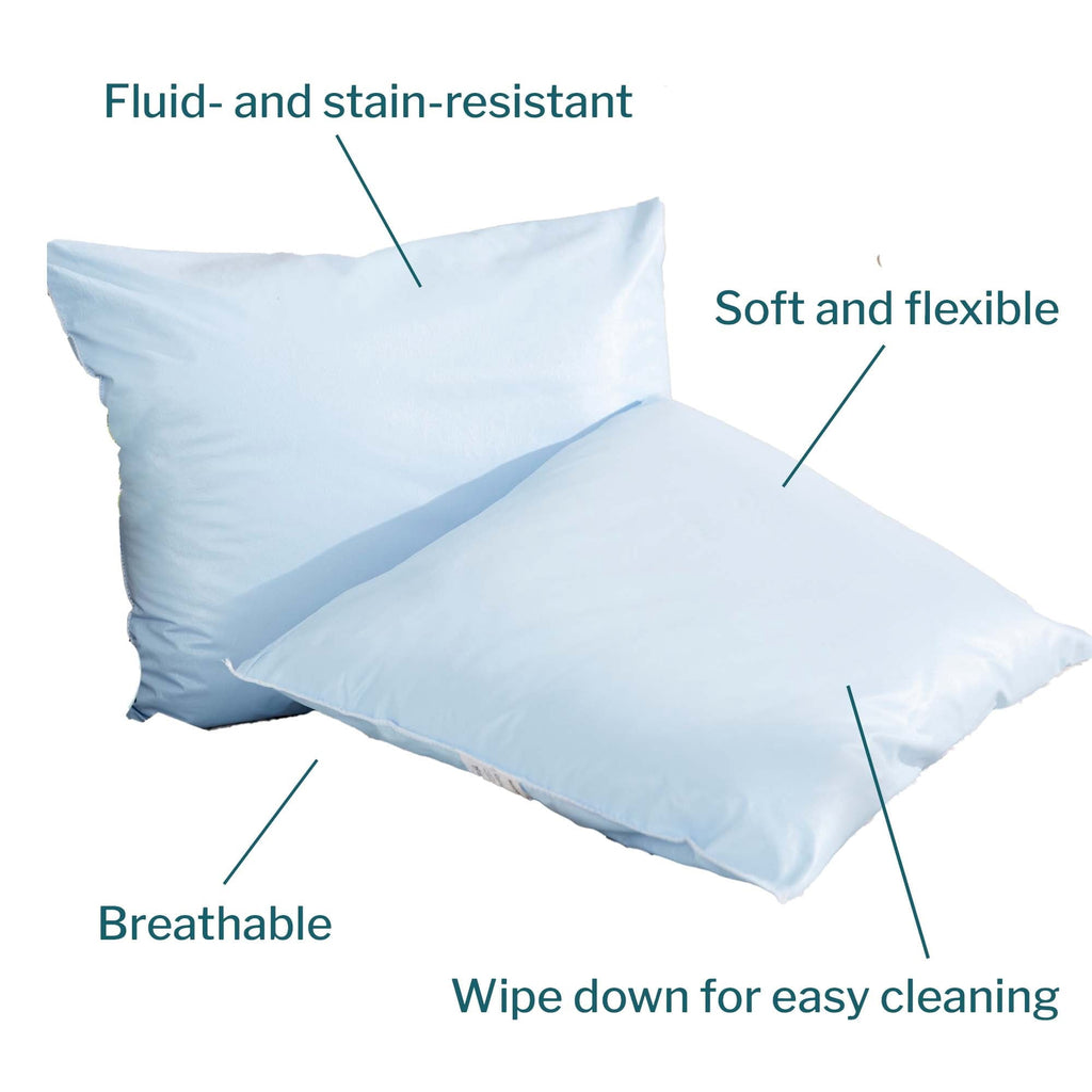 Reusable Water-Resistant Soft Polyester Fill Blue Bed Pillow, 19" x 25", 1 Ct