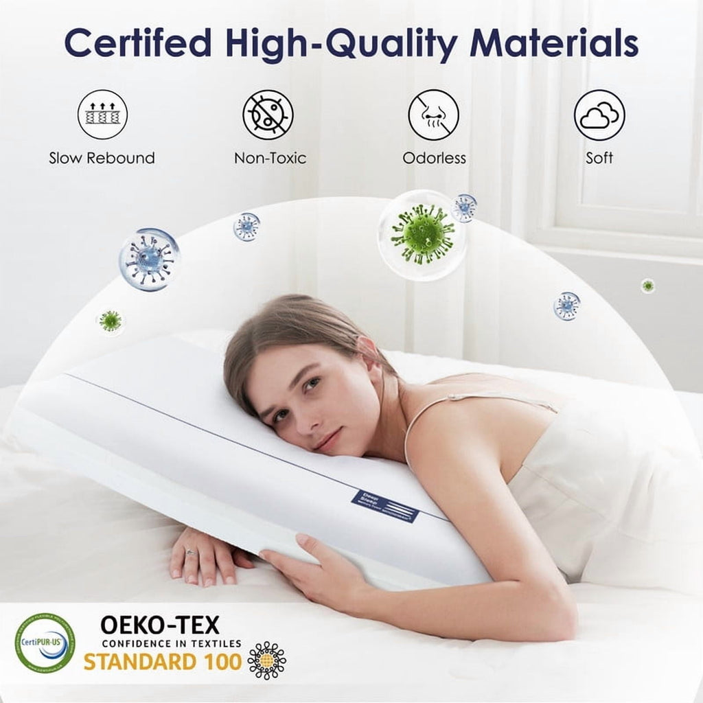 Cooling Memory Foam Bed Pillow for Neck Pain Relief, Two-Sided Cooling Pillow for Back, Stomach and Side Sleepers, Tw...