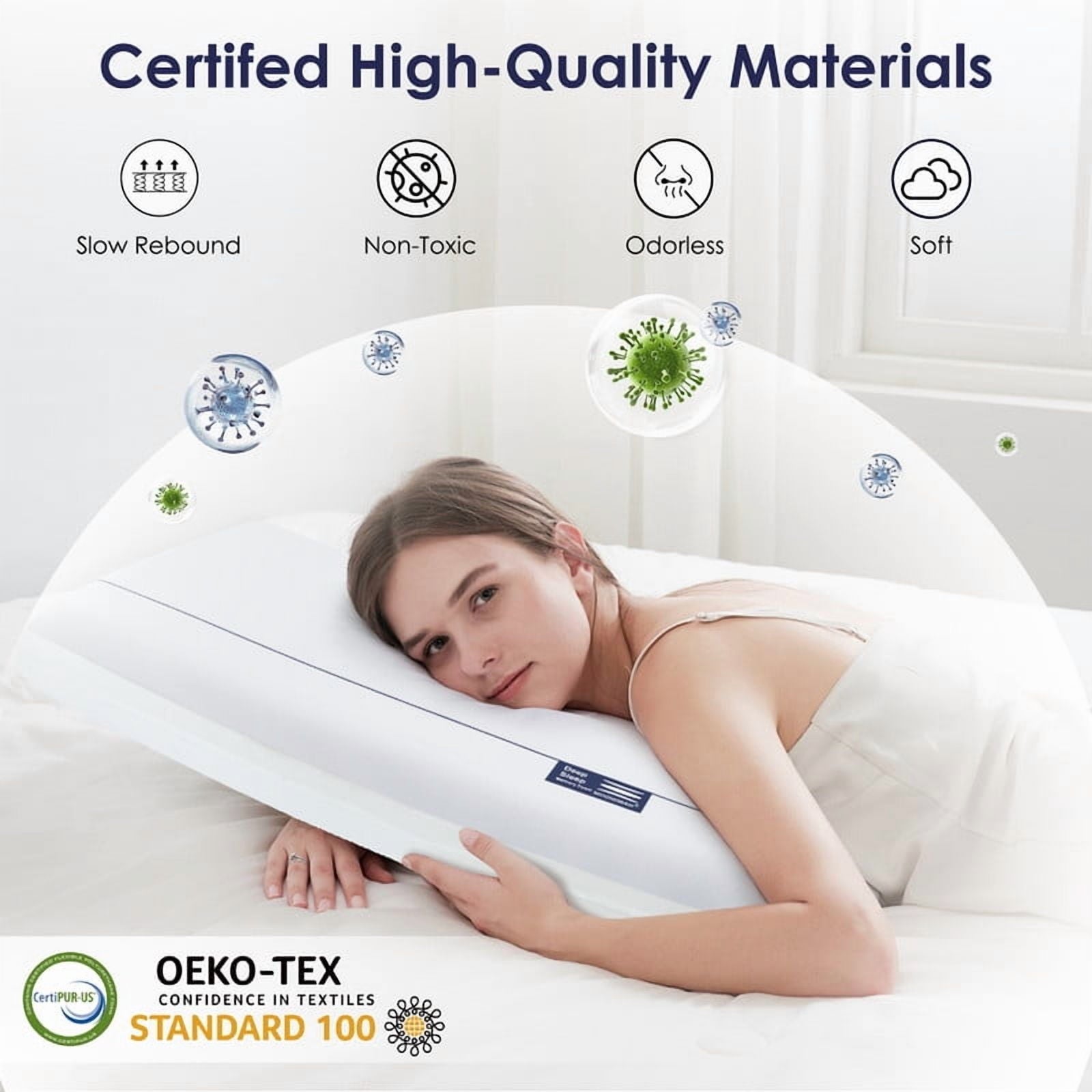 Cooling Memory Foam Bed Pillow for Neck Pain Relief, Two-Sided Cooling Pillow for Back, Stomach and Side Sleepers, Tw...