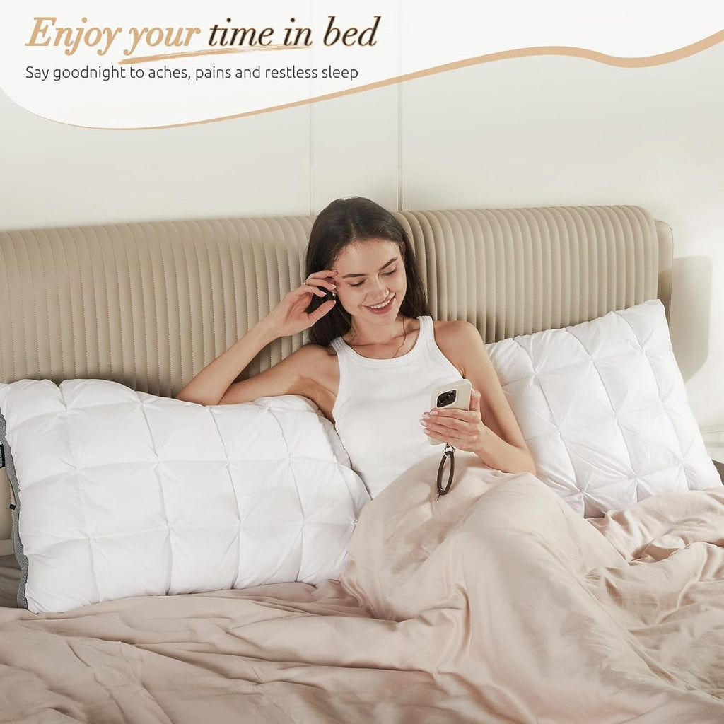 Hotel Cervical Pillow for Sleeping – Ergonomic Contour Neck Support Bed Pillow, Fluffy and Supportive for Side, Back ...