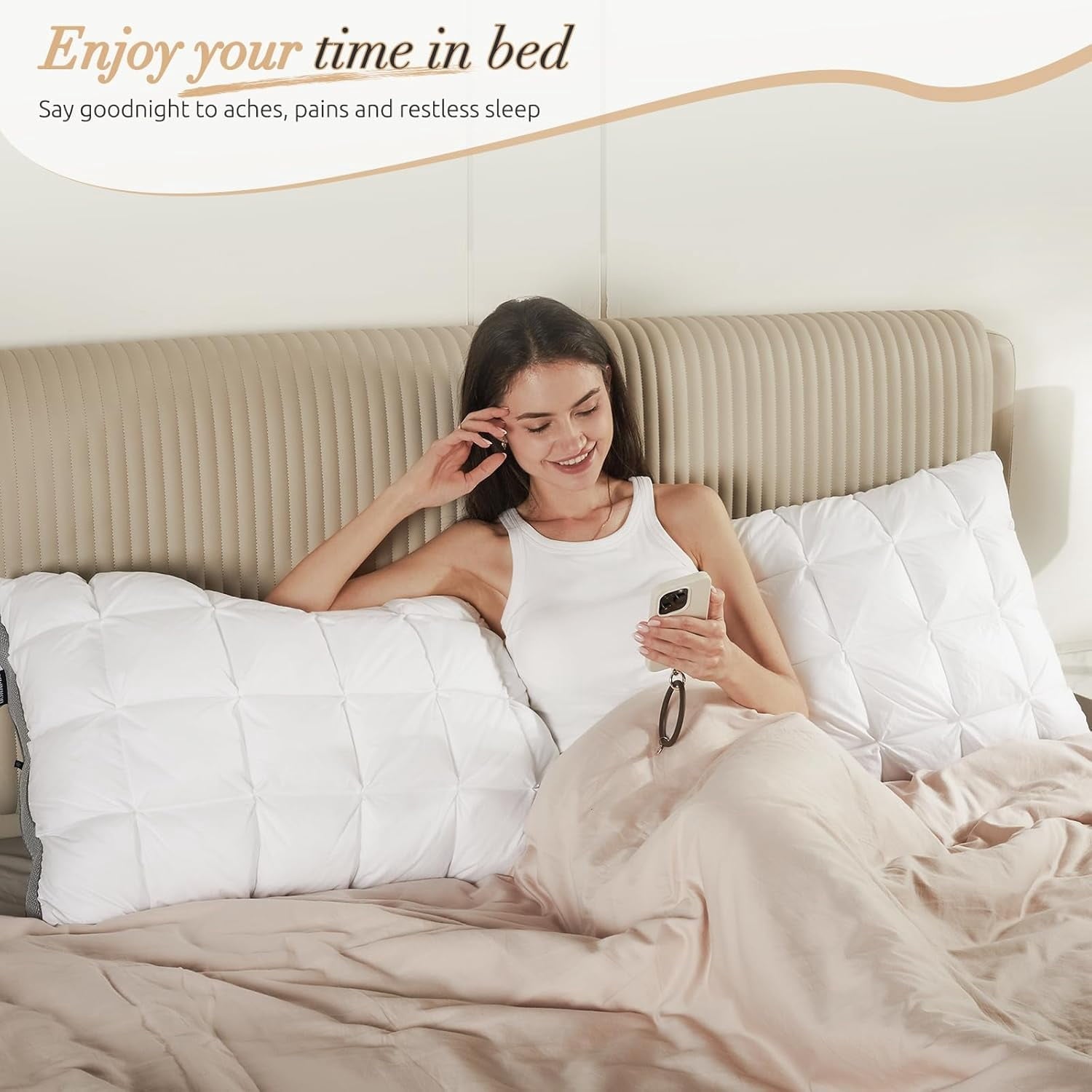 Hotel Cervical Pillow for Sleeping – Ergonomic Contour Neck Support Bed Pillow, Fluffy and Supportive for Side, Back ...