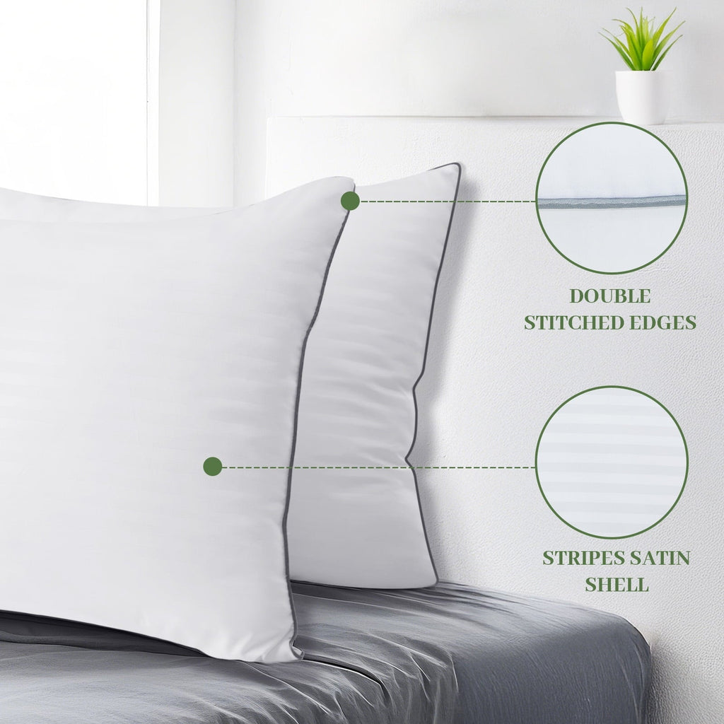 Pillows Standard Size Set of 2, Hotel Quality, Down Alternative Gusseted Bed Pillows for Side, Back, And Stomach Slee...