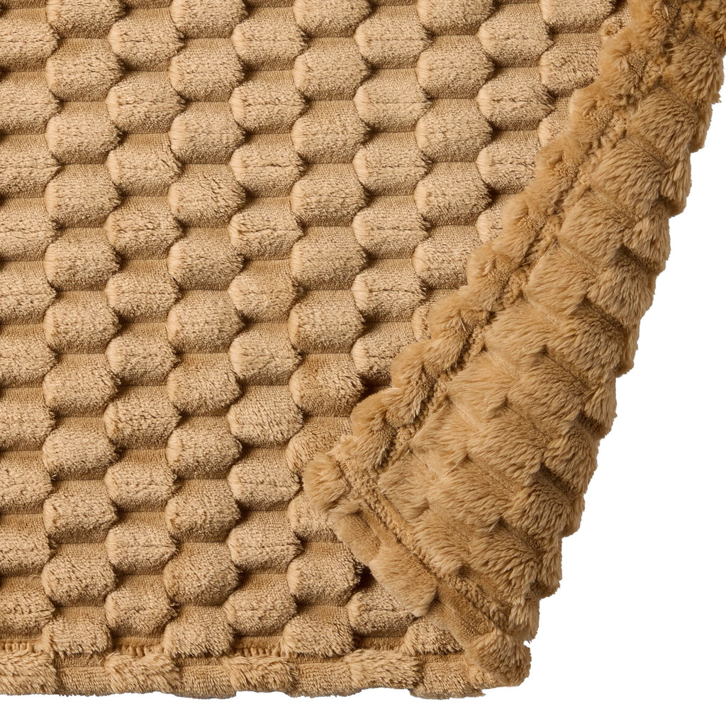 Textured Velvet Plush Oversized Throw Blanket in Dark Caramel