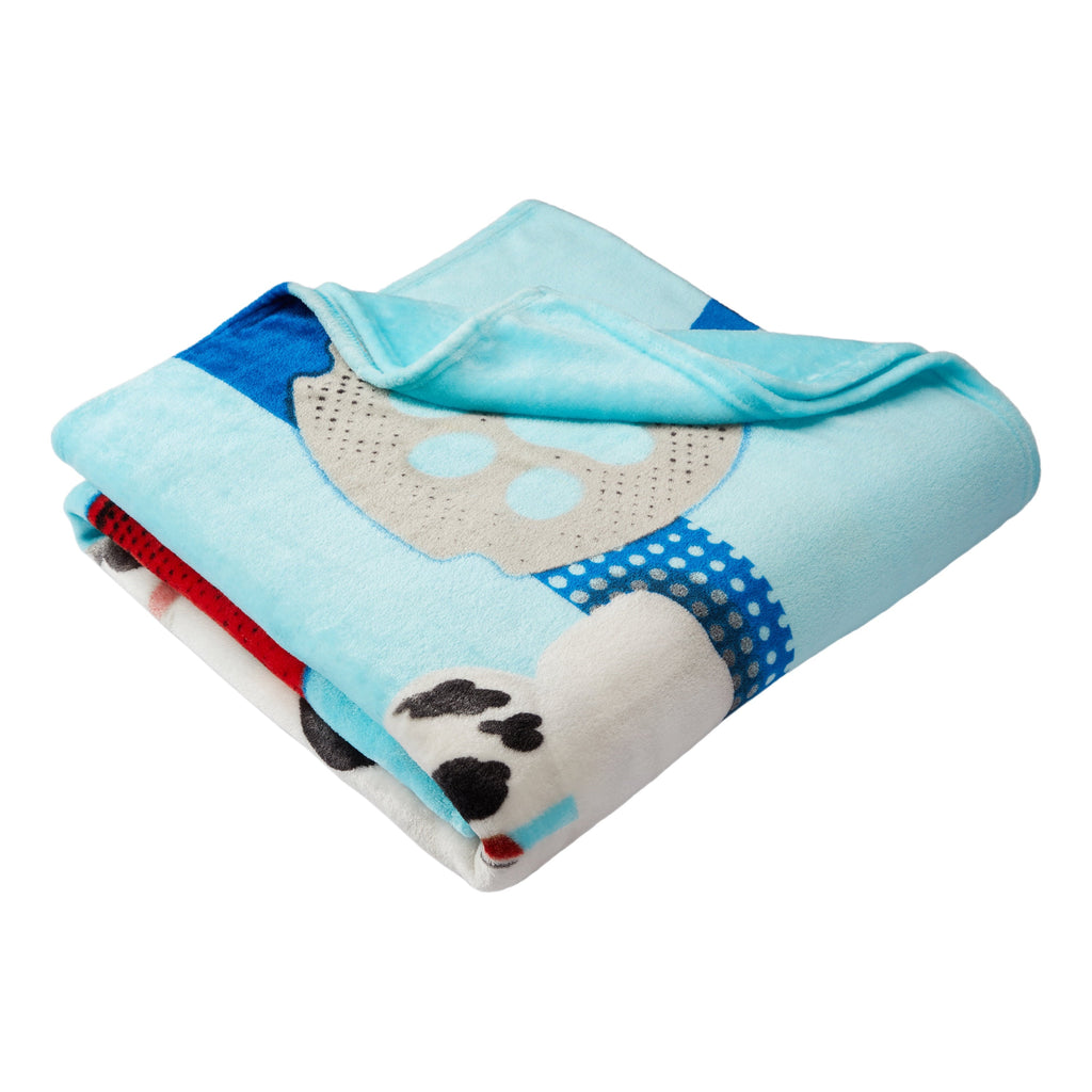 Kids Blue Print Fleece Bed Blanket, Twin/Full