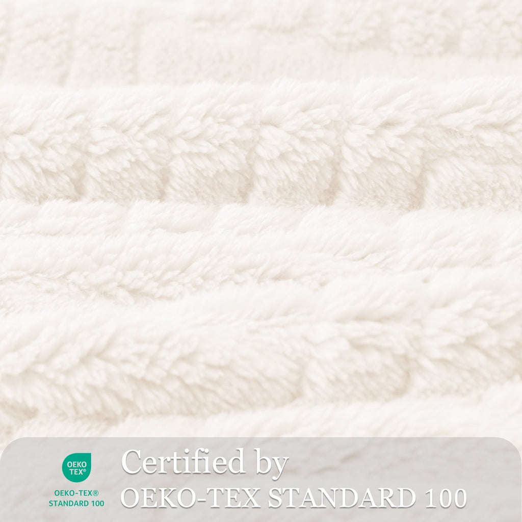 Fluffy Fleece Throw Blanket 50"x60" for Couch, Bed, Sofa, Fuzzy Soft Cozy Throw with Decorative Jacquard Pattern for ...