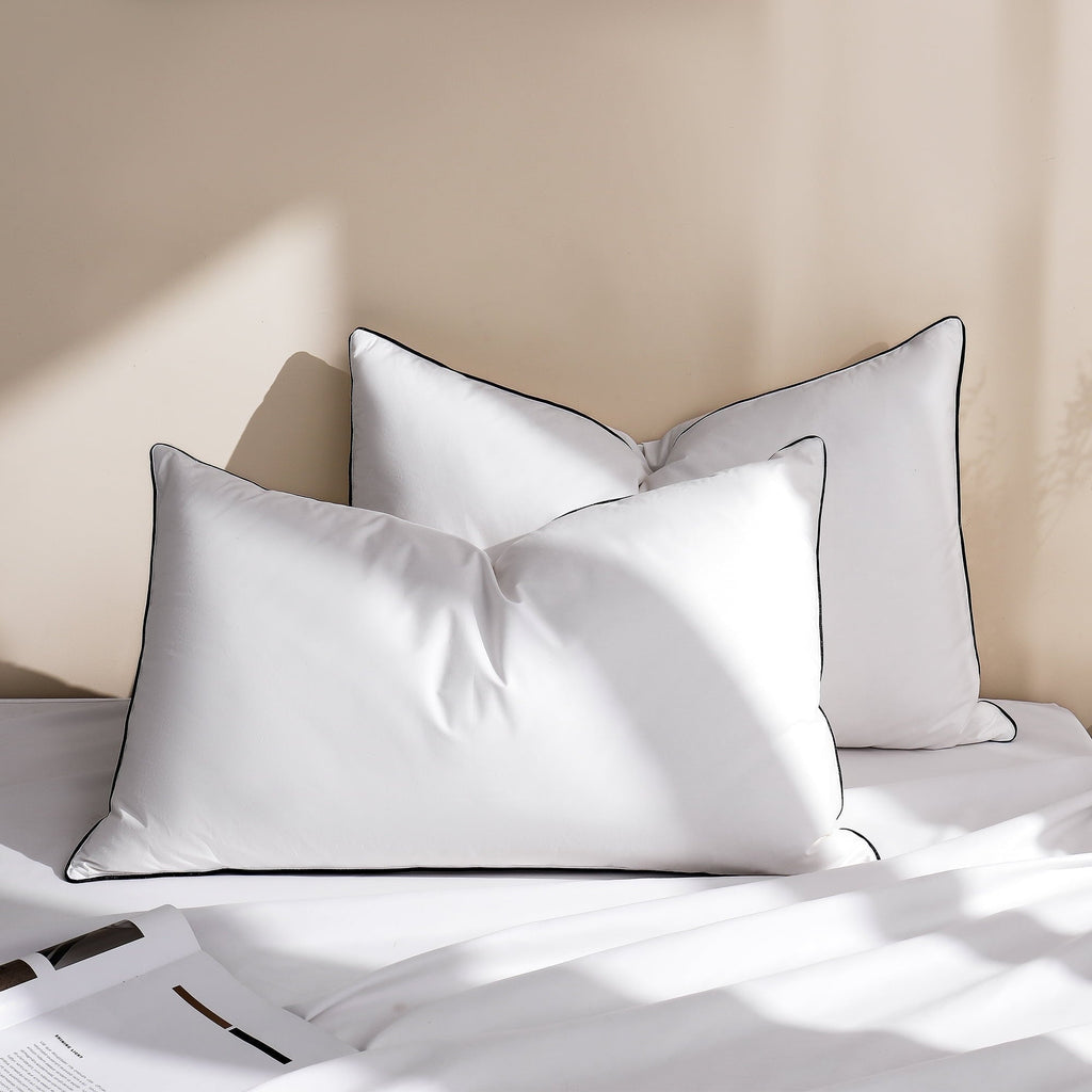 Feather Down Pillows Set of 2, Medium Firm Hotel Bed Pillow 2 Pack, Queen Size, 20 x 30 in.