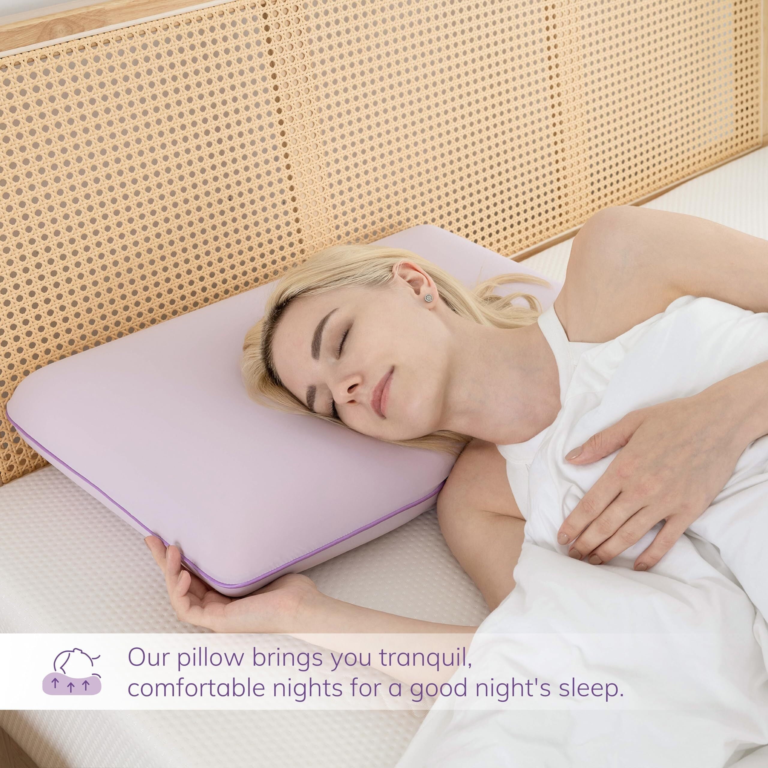 Memory Foam Pillow, Cooling Gel Bed Pillow, Queen, Purple