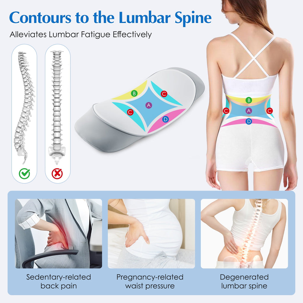 Lumbar Support Pillow for Bed Memory Foam Lower Back Pain Relief, Adjustable Waist Pillow for Sleeping & Side Sleeper...