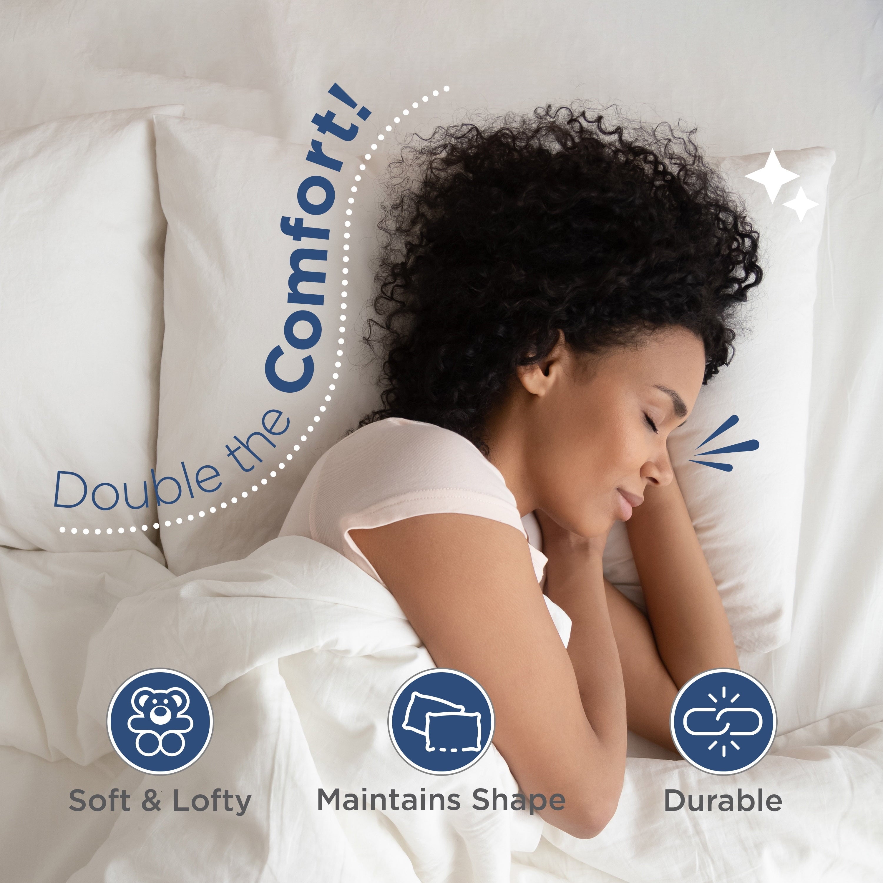 2-Pack Down Alternative White Bed Pillows, Standard