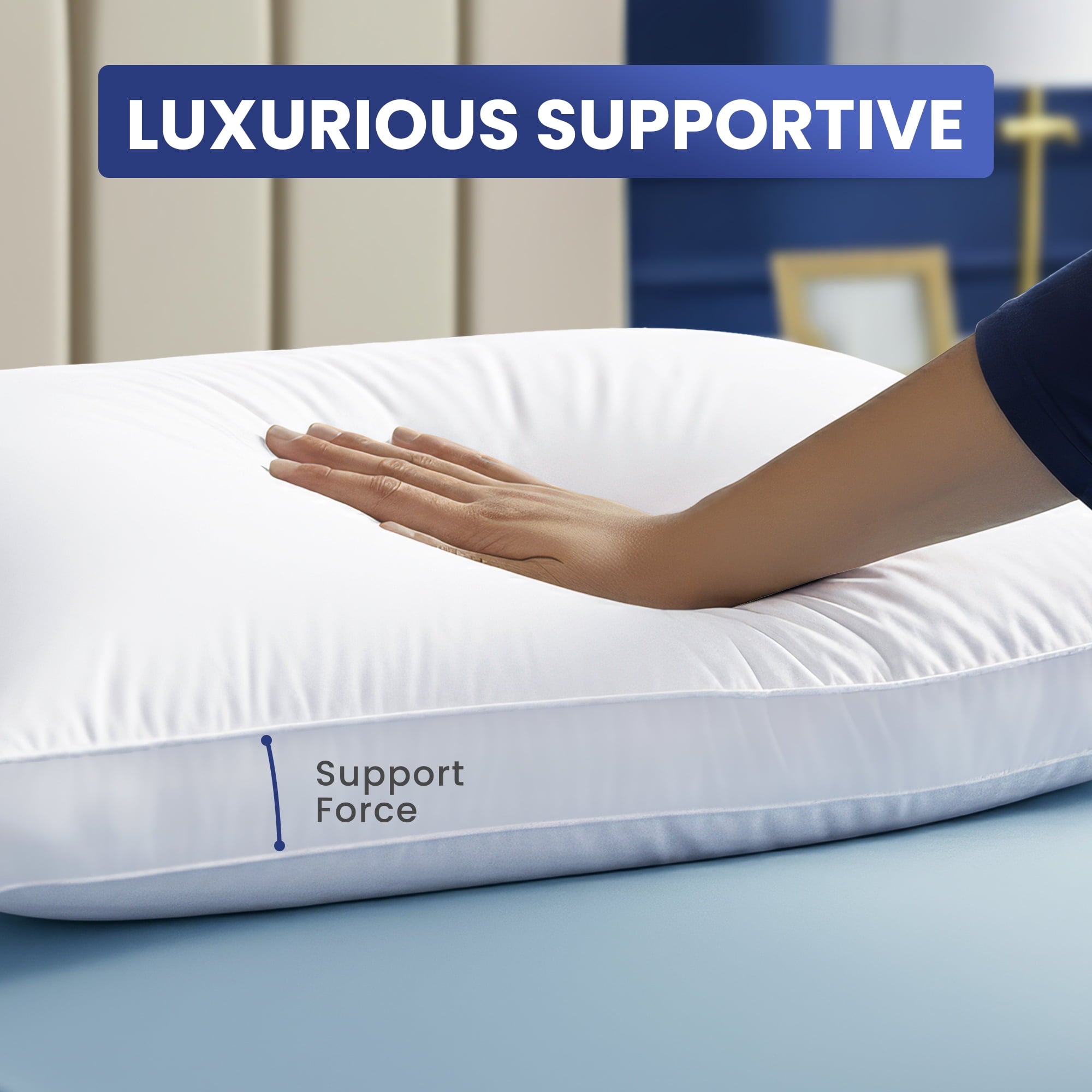 Queen Bed Pillow, 26"L x 18" W, Set of 2, Soft and High-Quality, Gusseted Pillow for All Sleep Positions (White)