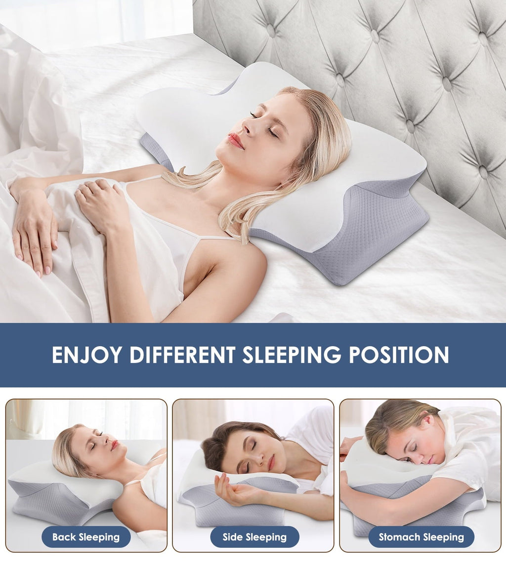 Cervical Pillow for Neck Pain Relief, Contour Memory Foam Pillows, Odorless Ergonomic Neck Pillow Adjustable Orthoped...