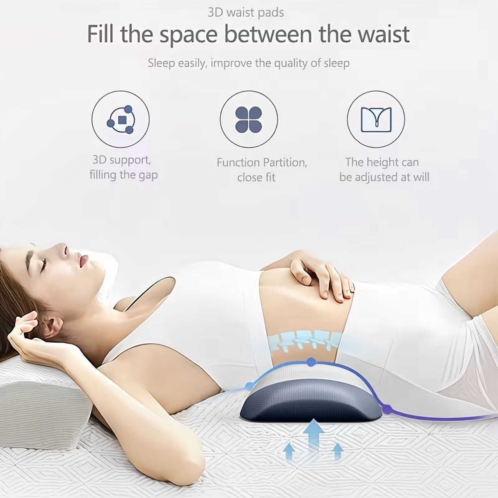 Lumbar Support Pillow for Bed, Memory Foam Ergonomic Lower Back Support Waist Pillow for Side Back and Stomach Sleepe...