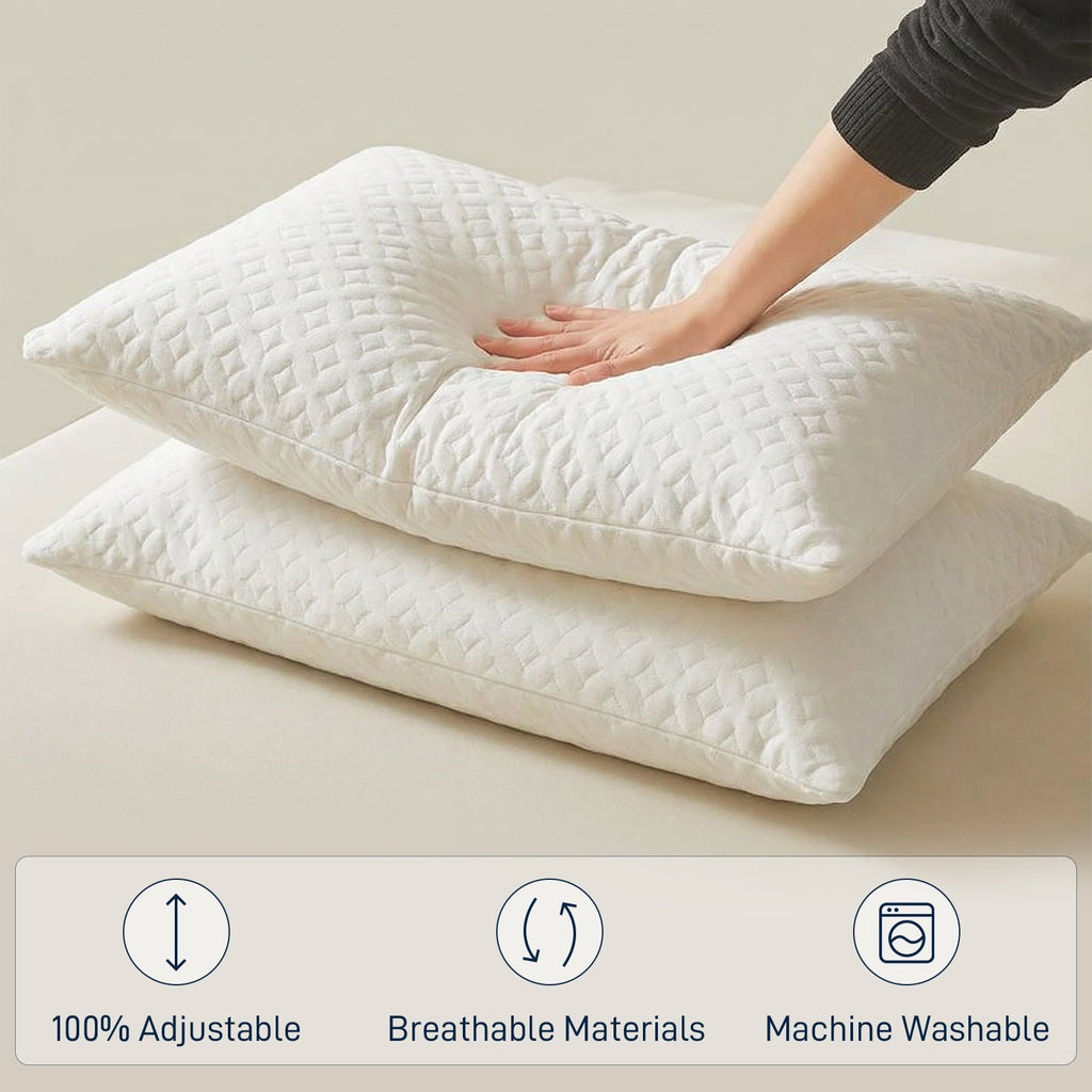 Bed Pillows Cross Cut Memory Foam For Sleeping,Queen Size Bedding Pillow(White), Original Pillow for Sleeping，Adjusta...