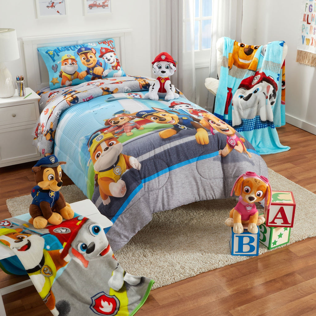 Kids Blue Print Fleece Bed Blanket, Twin/Full