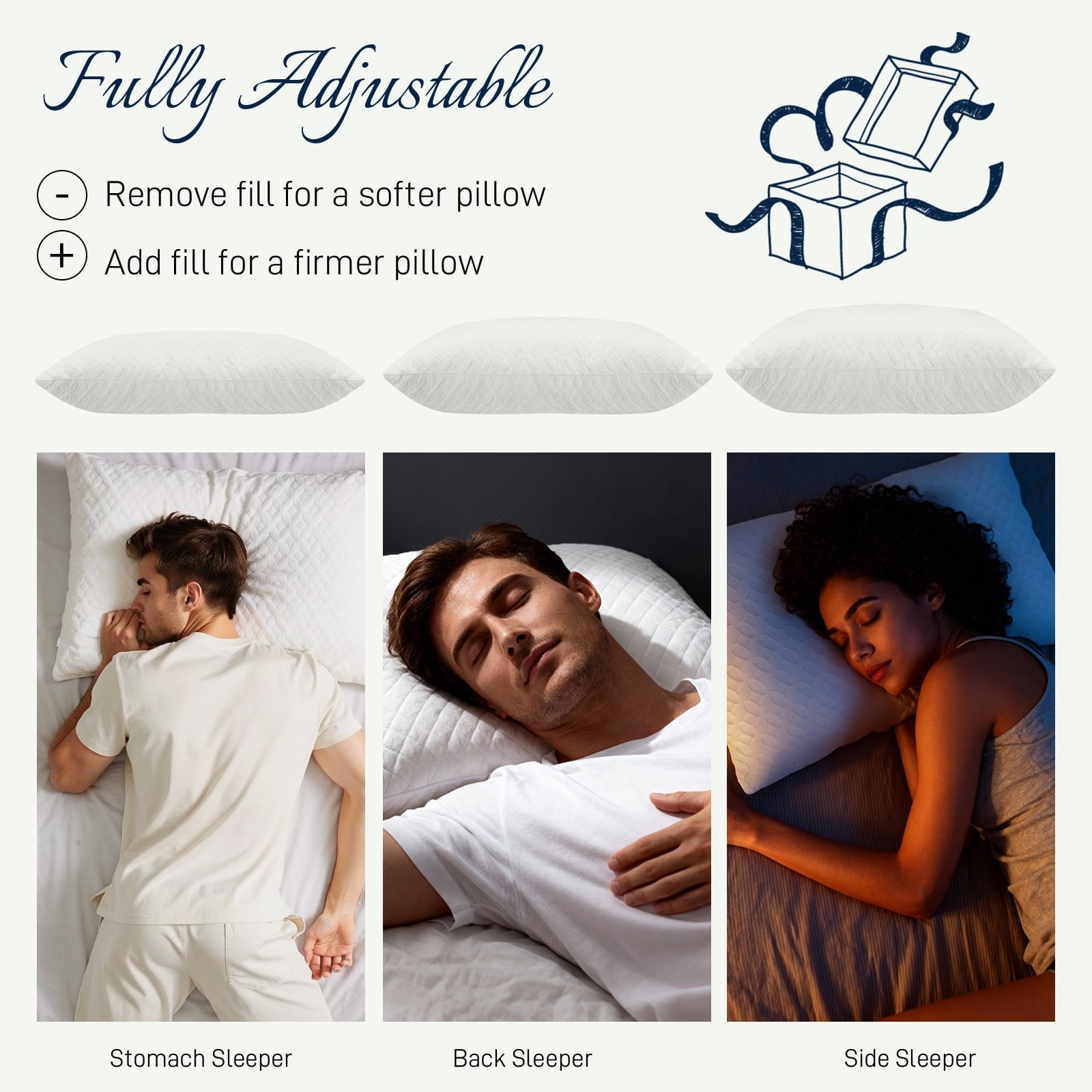 Bed Pillows Cross Cut Memory Foam For Sleeping,Queen Size Bedding Pillow(White), Original Pillow for Sleeping，Adjusta...