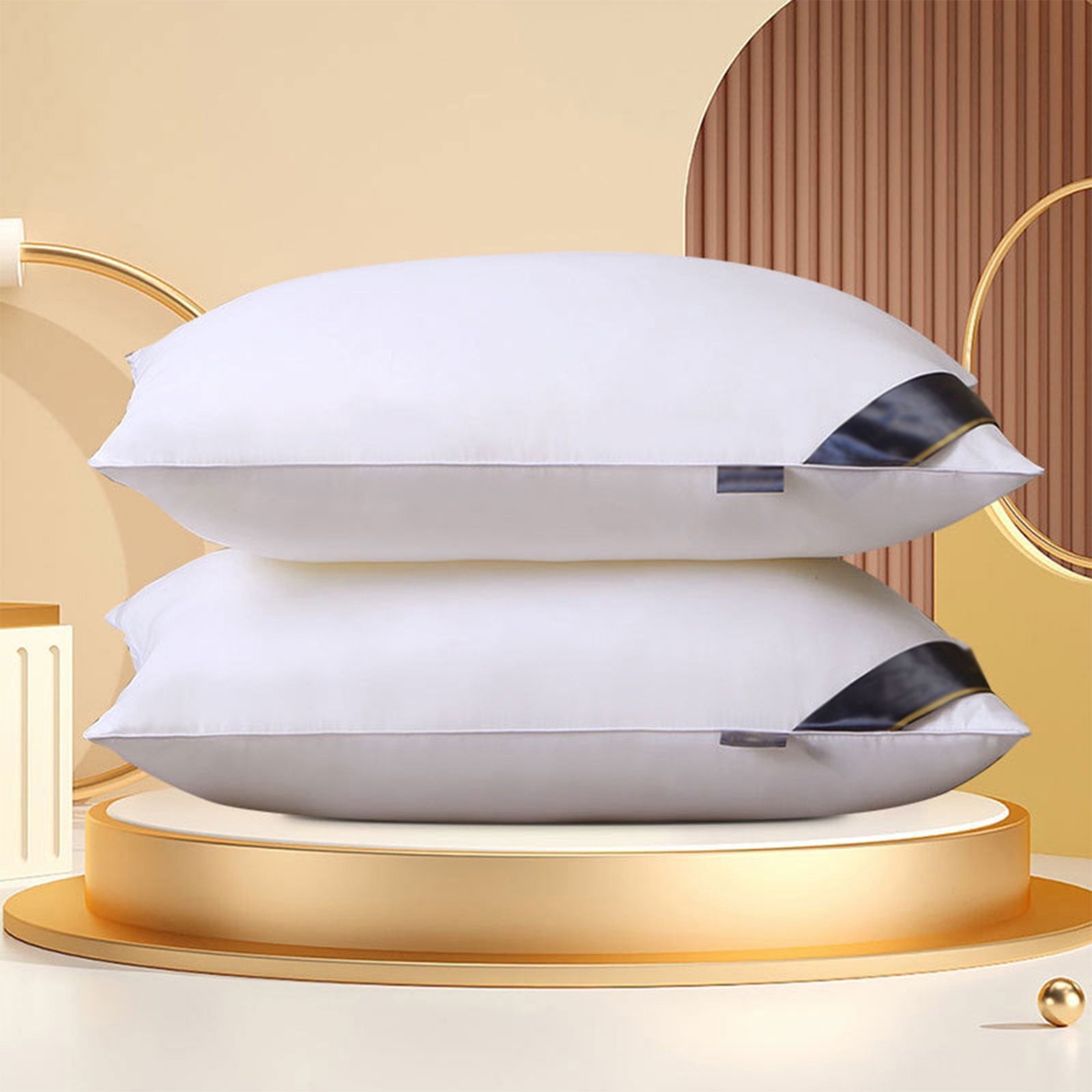 2Pcs Soft Feather Velvet Down Pillow Standard Size, Hotel-grade Feather Pillow for Sleeping, Skin-friendly Cotton Fab...