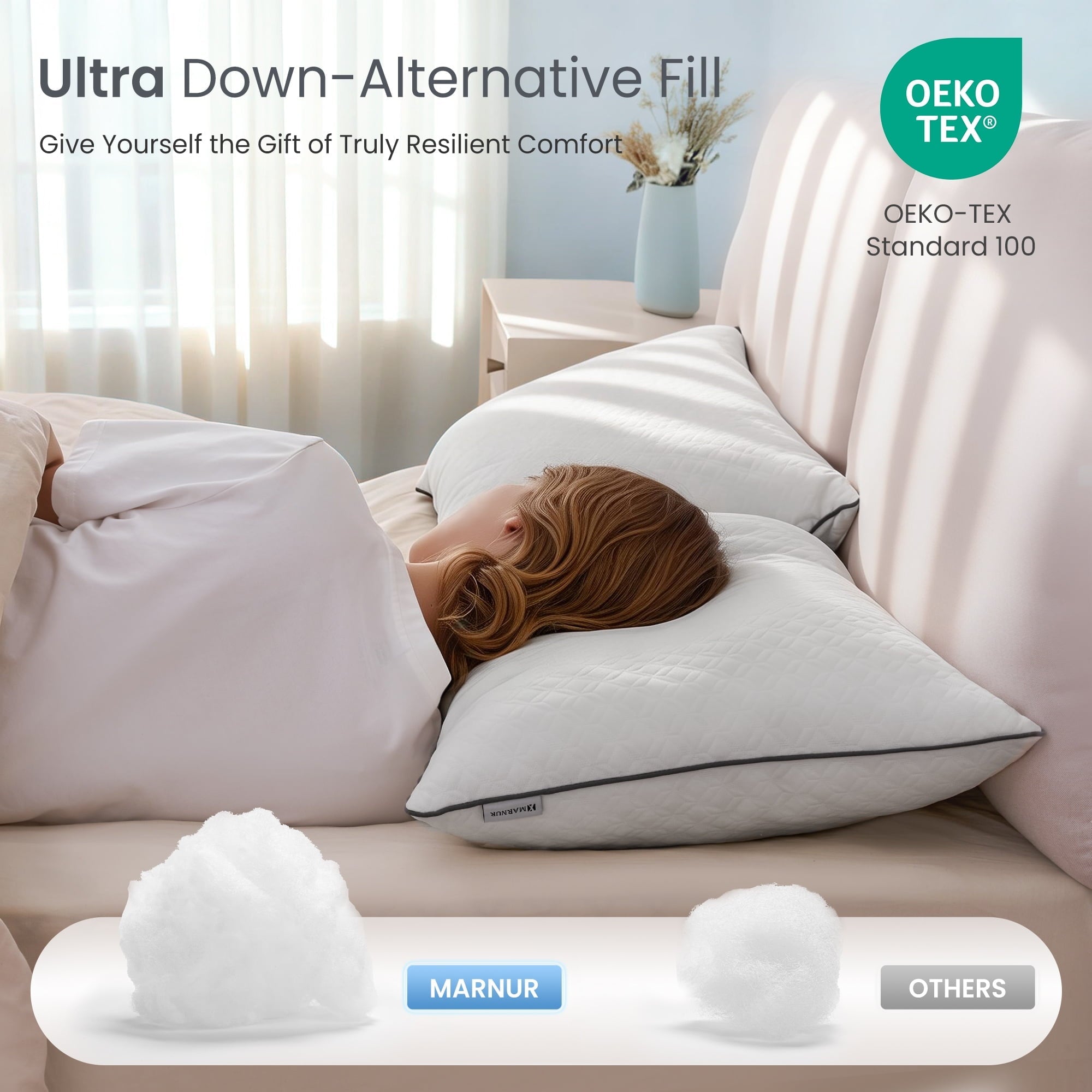 Bed Pillows Hotel Collection Luxury Down Alternative Pillow for Beds 2 Pack, Medium Support for Side & Back Sleepers ...