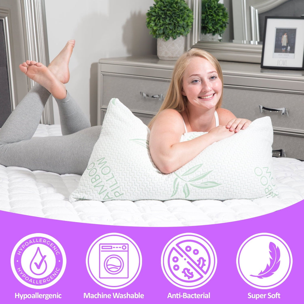 King Size Pillow, Memory Foam Bed Pillows with Washable Pillowcases, King