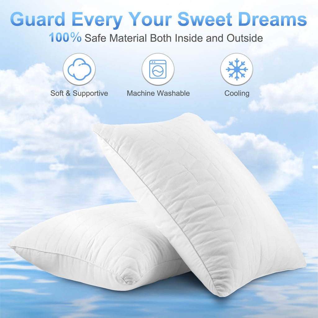 Bed Pillows for Sleeping 2 pack, King Size Cooling Pillows Hotel Quality with Premium Soft Down Alternative Fill for ...