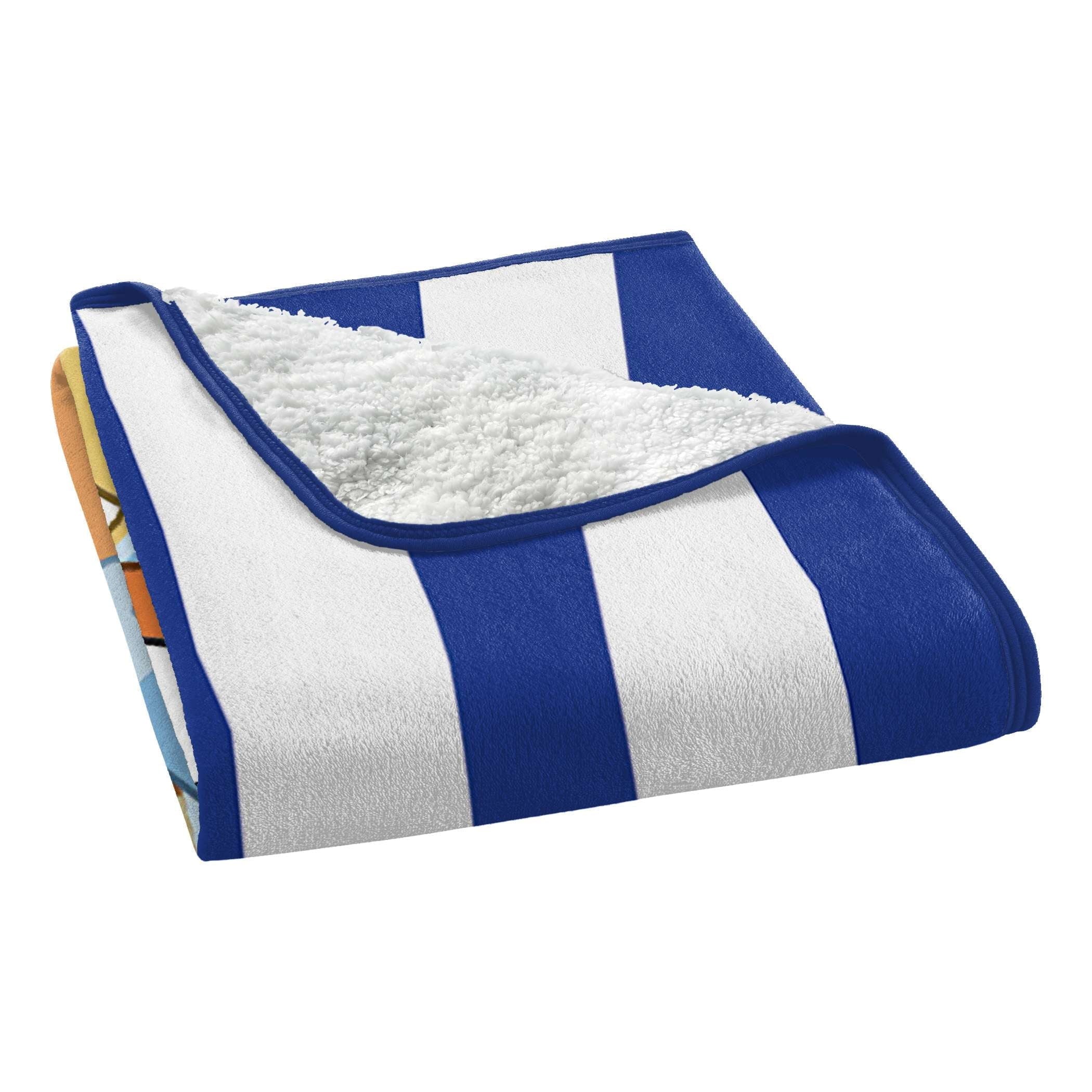 Happy Hugs Kids Silk Touch Throw Blanket with Sherpa Reverse, 46 x 60 inches Blue – Soft Plush Fleece Throw Blanket