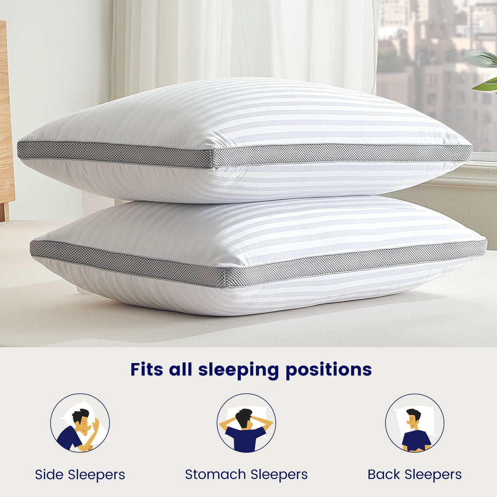 Bed Pillows for Sleeping, Queen Size Set of 2, Sandwich Mesh with Breathable Sides, Premium Medium pillows for Back, ...