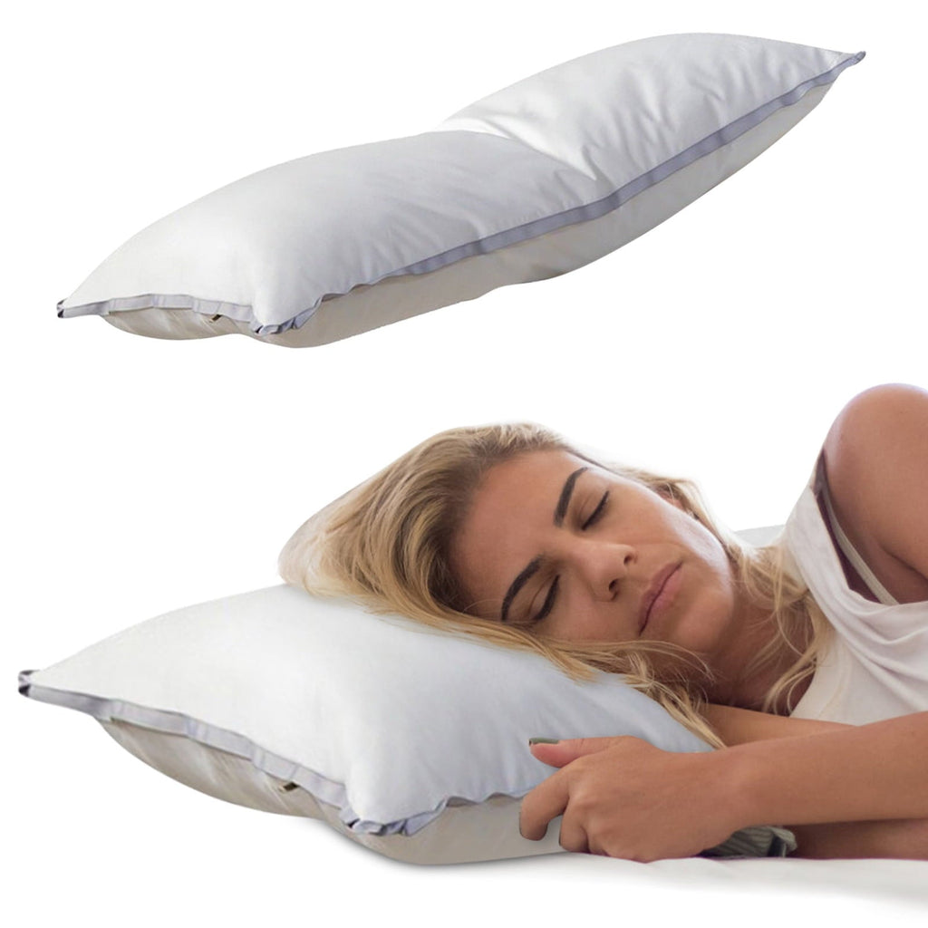 Extra Flat Soft Thin Pillows Queen Size, Bed Pillow with Full Cotton Filling for Side Back Stomach Sleepers, 20x30 In...