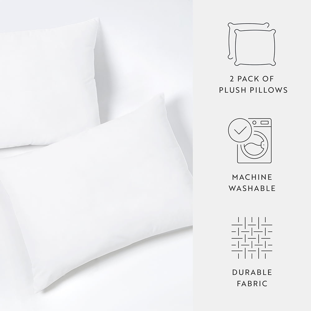 Plush Bed Pillows 2-Pack For All Sleep Styles - Back, Side and Stomach Sleepers - in King Size