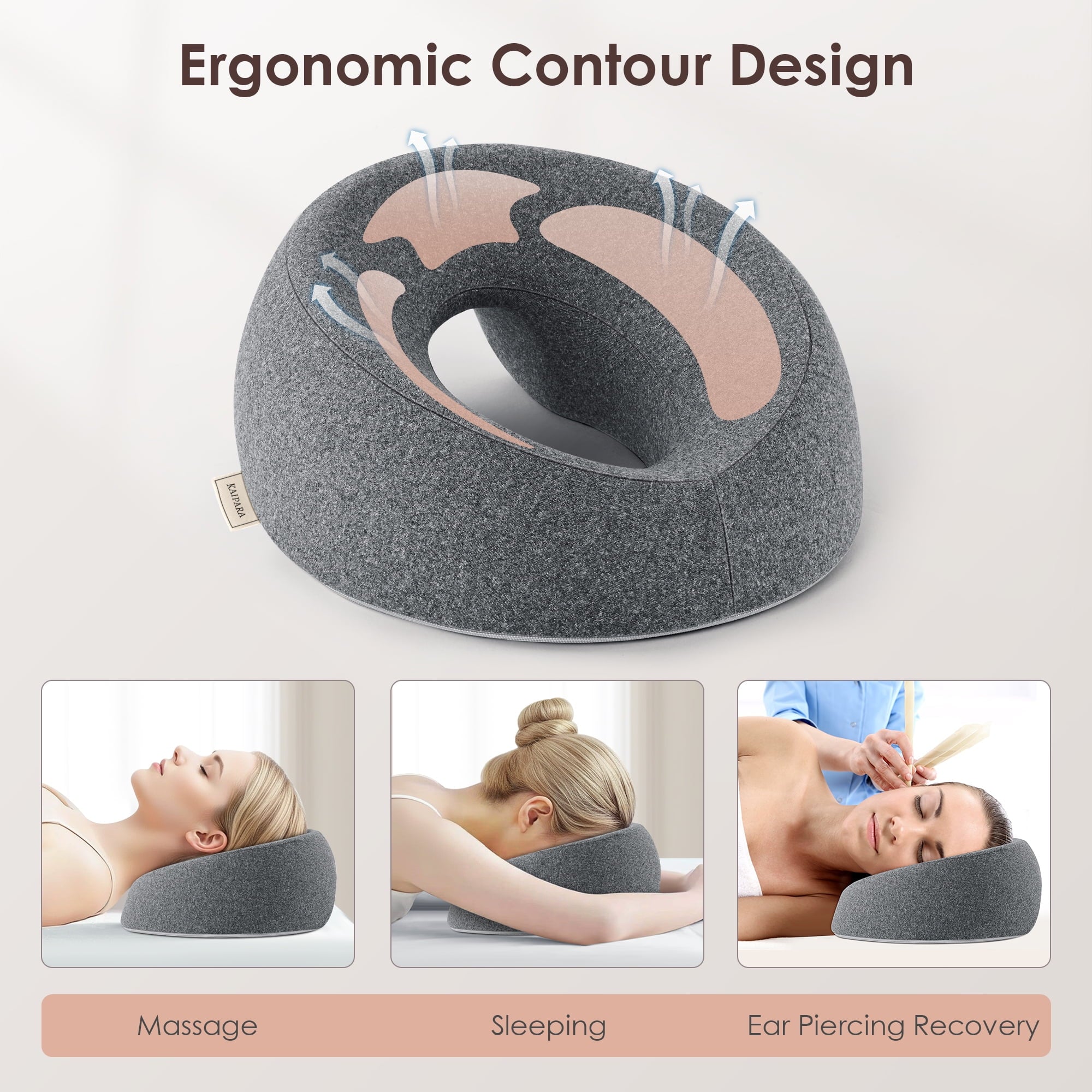 Face Down Pillow Massage Headrest for Bed, Memory Foam Pillow Face Cradle Support for Stomach Sleepers, Eye Post-Surg...