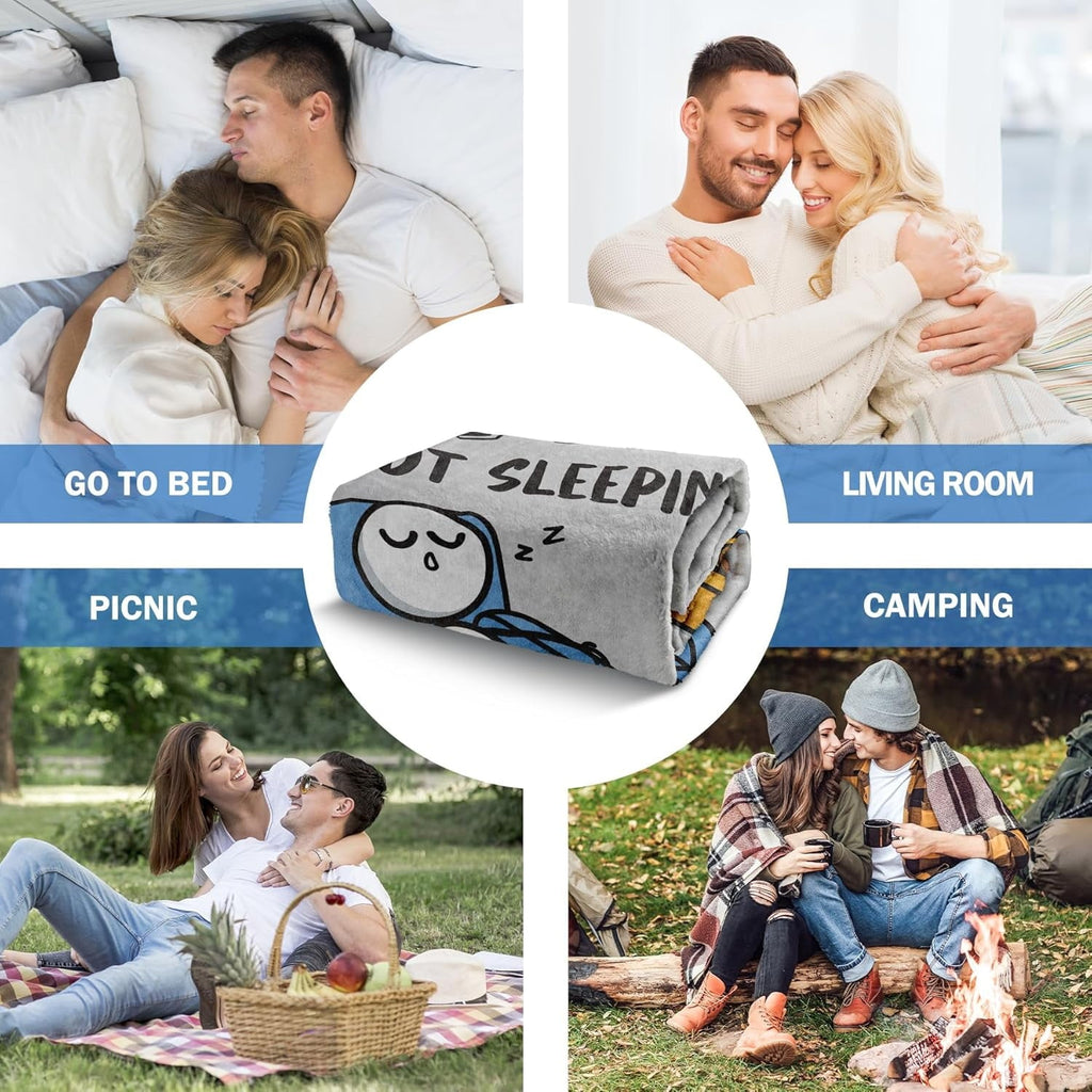 Funny Fathers Day Dad Gifts , Dads Birthday Gifts, Dad is Not Sleeping Blanket, Super Soft Throws Blanket for Napping