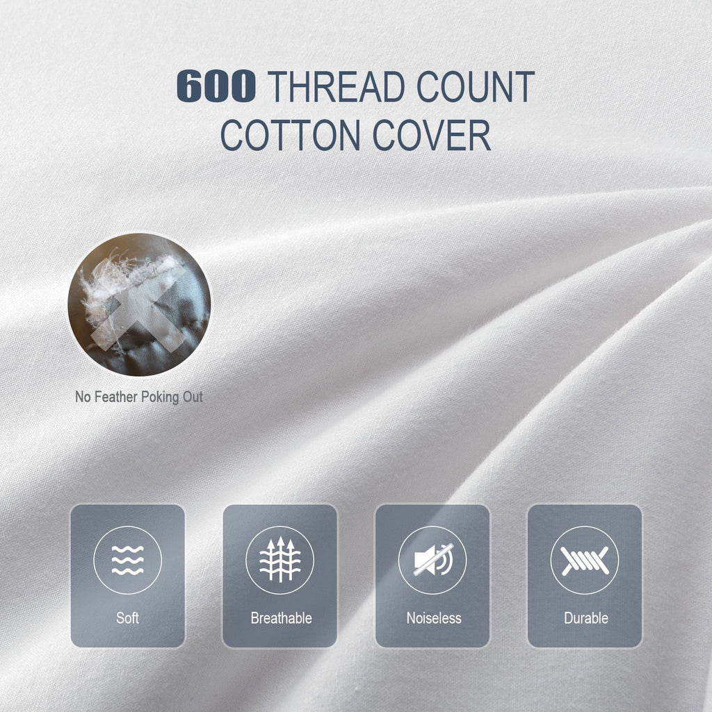 Goose Feather & Down Pillow King Size 20"x36" – Hotel Quality Bed Pillow for Sleeping, 100% Organic Cotton Cover, Hyp...