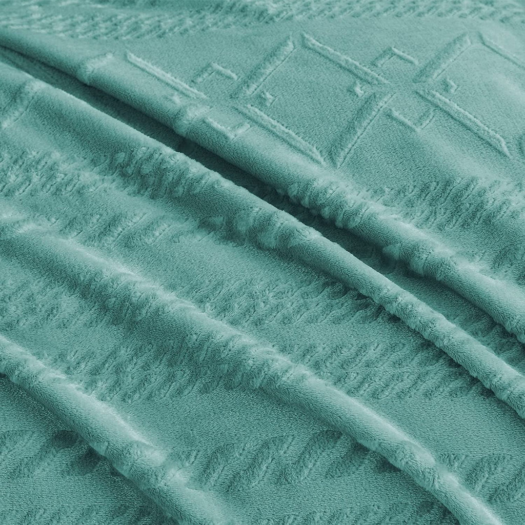 Queen Size Soft Bed Blanket, Warm Fuzzy Luxury Bed Blankets, Decorative Geometry Pattern Plush Throw Blanket for Bed,...