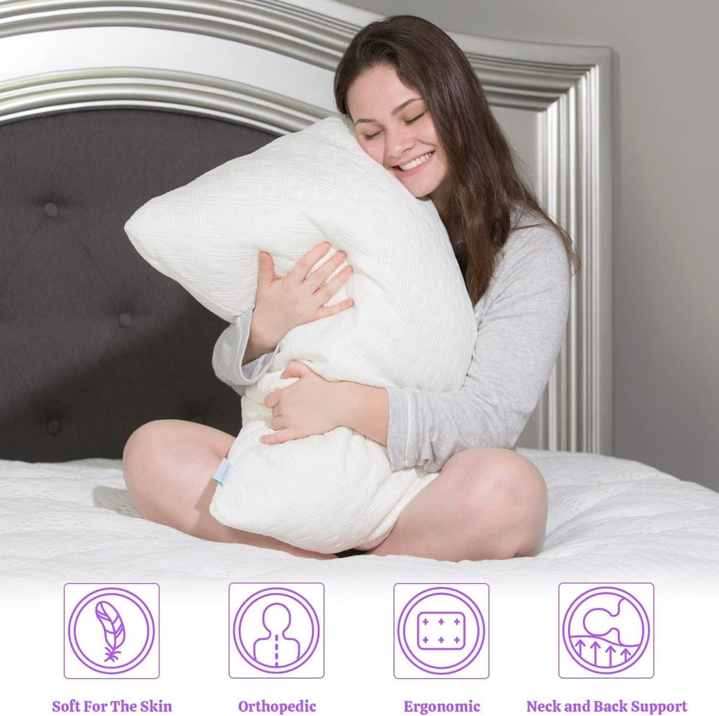 King Size Bamboo Pillow, Memory Foam Bed Pillows with Washable Pillowcases, King