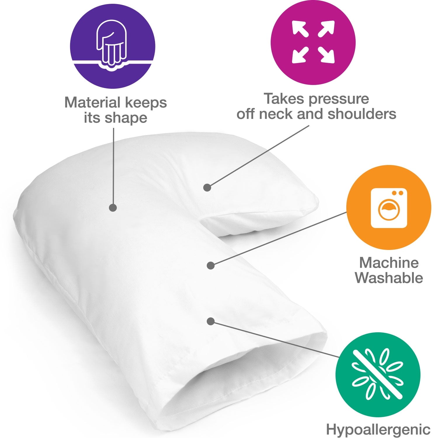 Hugg-A-Pillow 17" x 22" Bed Pillow White 554-7915-1900