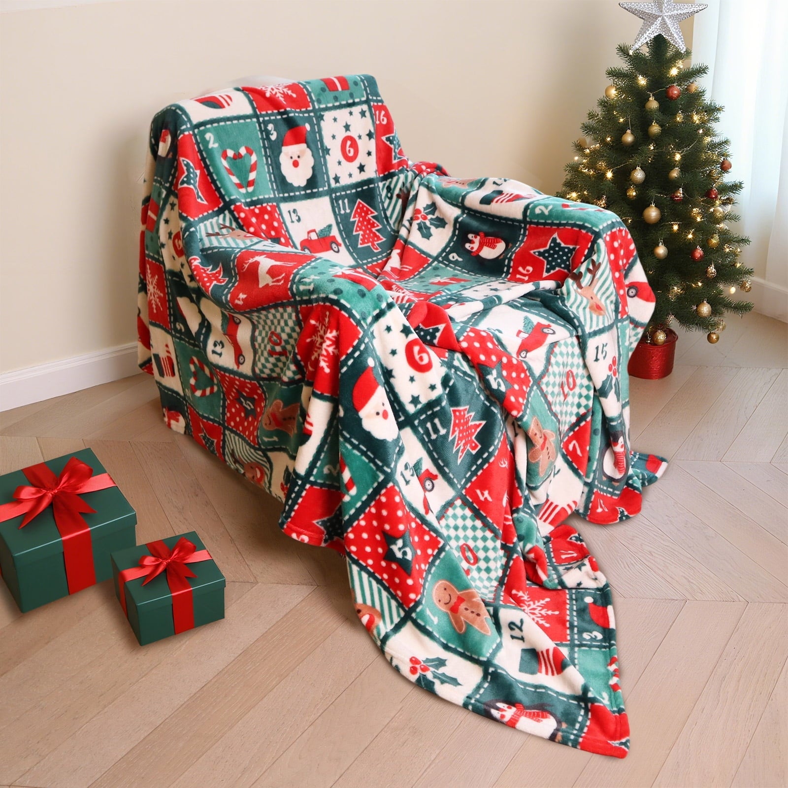 Cozy Blanket Printed Blanket Throw Christmas Blanket - 300 GSM Fleece Blanket Throw Size Blanket for Home Decoration,...