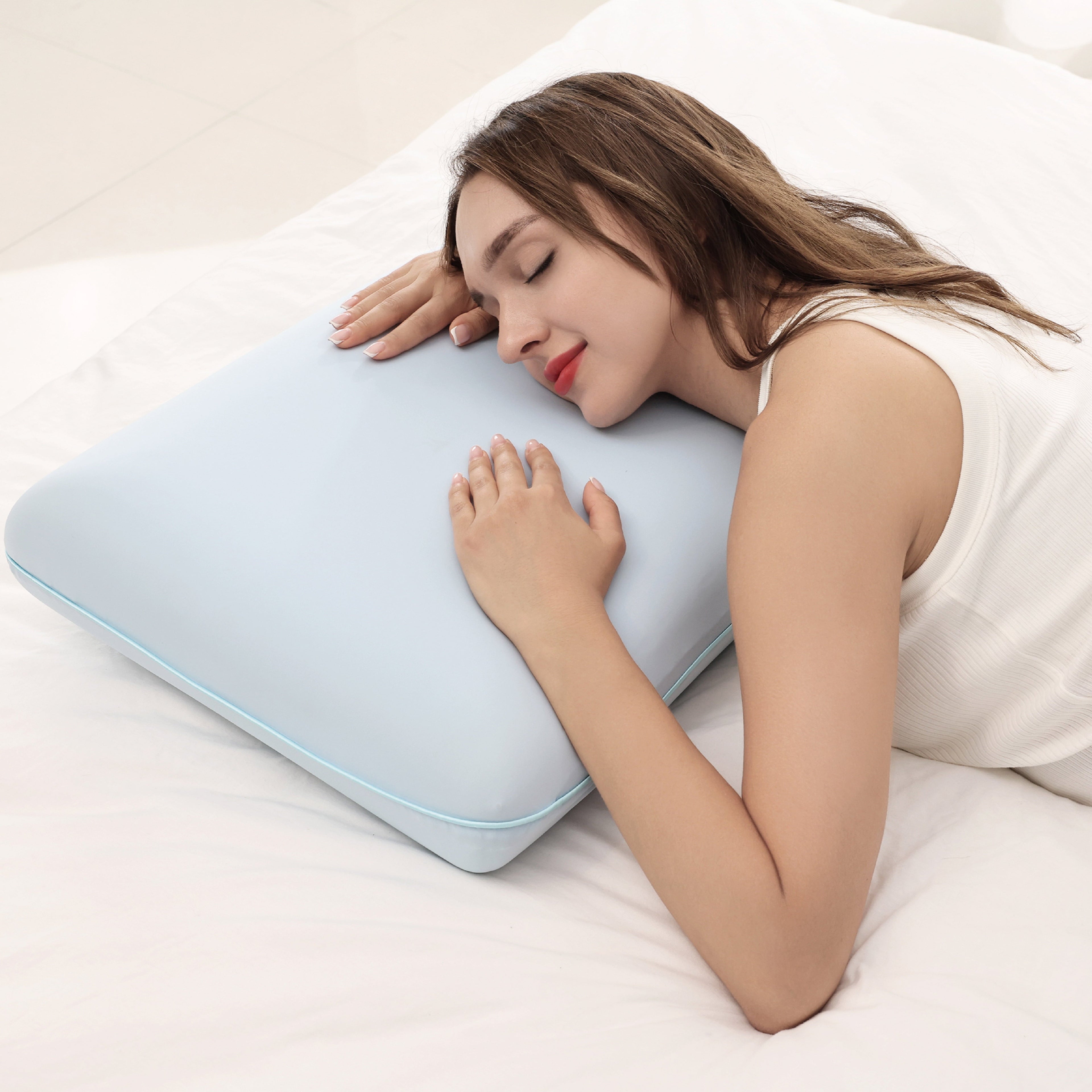 Memory Foam Pillow, Cooling Gel Bed Pillow, Queen, Blue