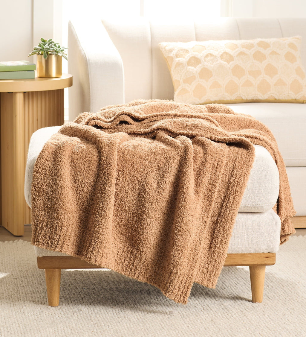 Cozy Knit Throw, Dark Caramel, 50x72"