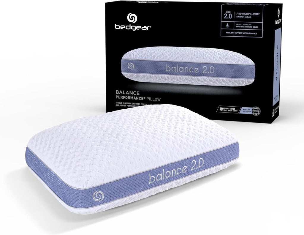 Performance Pillow – 2.0 - Moisture Wicking Bed Pillow for All Sleep Positions - Medium Firmness Bed Pillow -...