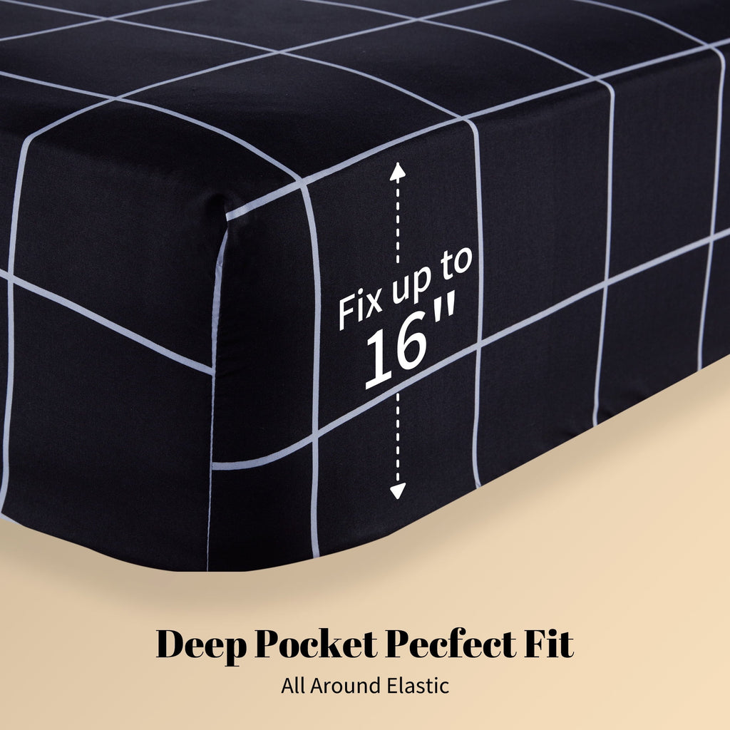 Full Bed Sheet Set, 4 Pieces Breathable & Super Soft, Easy Care Printed Microfiber with Deep Pocket & Envelope Closur...
