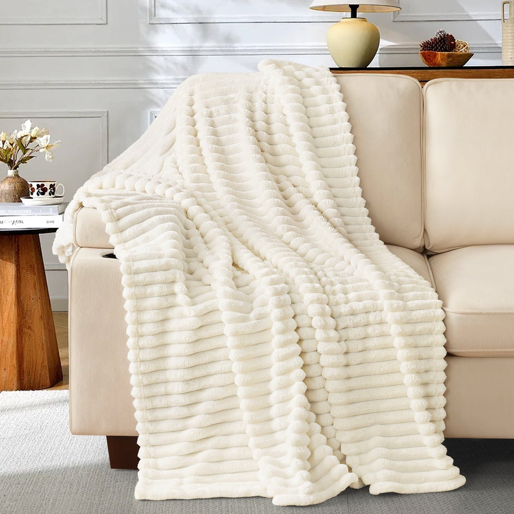 White Fleece Throw Blanket for Couch, Super Soft Cozy Blankets and Throws, Decorative Fleece Blankets for Women Men G...