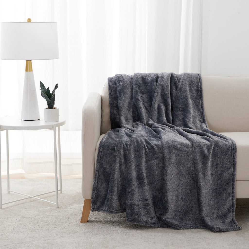 Plush Heathered Soft Oversized Throw Blanket, Gray