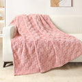 Fleece Throw Blanket for Couch, Super Soft Warm Lightweight Checkered Pattern Blanket for All Seasons, Pink, 50"x60"