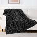 Fleece Throw Blanket for Couch, Leaves Pattern Super Soft and Cozy Blankets, Plush Fuzzy Lightweight, Black, 50"x60"