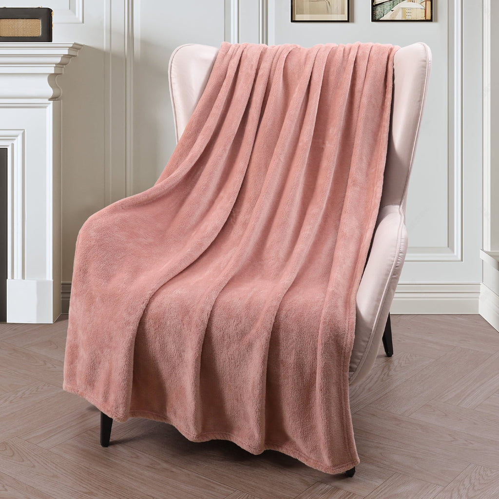 Large Flannel Fleece Velvet Plush Throw Blanket - 50" x 70" (Pink)