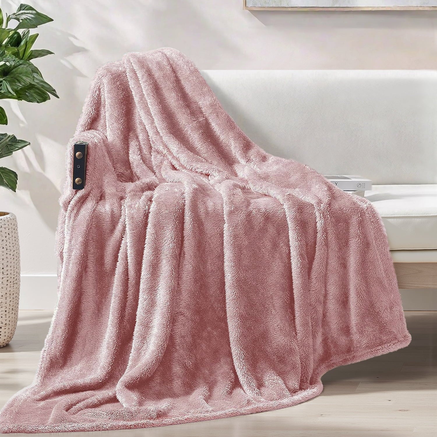 Plush Fuzzy Large Fleece Throw Blanket (50" x 70", Dusty Pink)- Soft, Warm and Lightweight