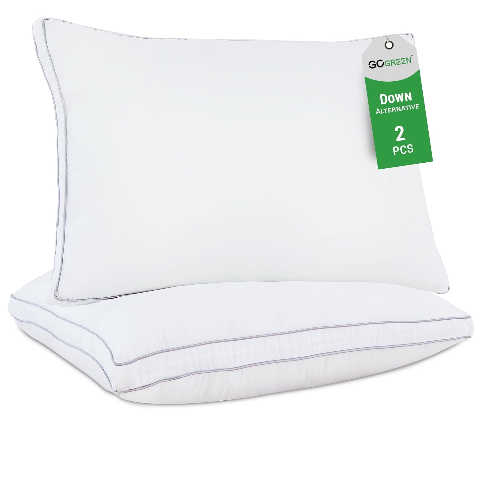2 Pack Pillows for Bed, Standard Size Pillows Insert for Side and Back Sleepers, Soft Down Alternative Microfiber Fil...