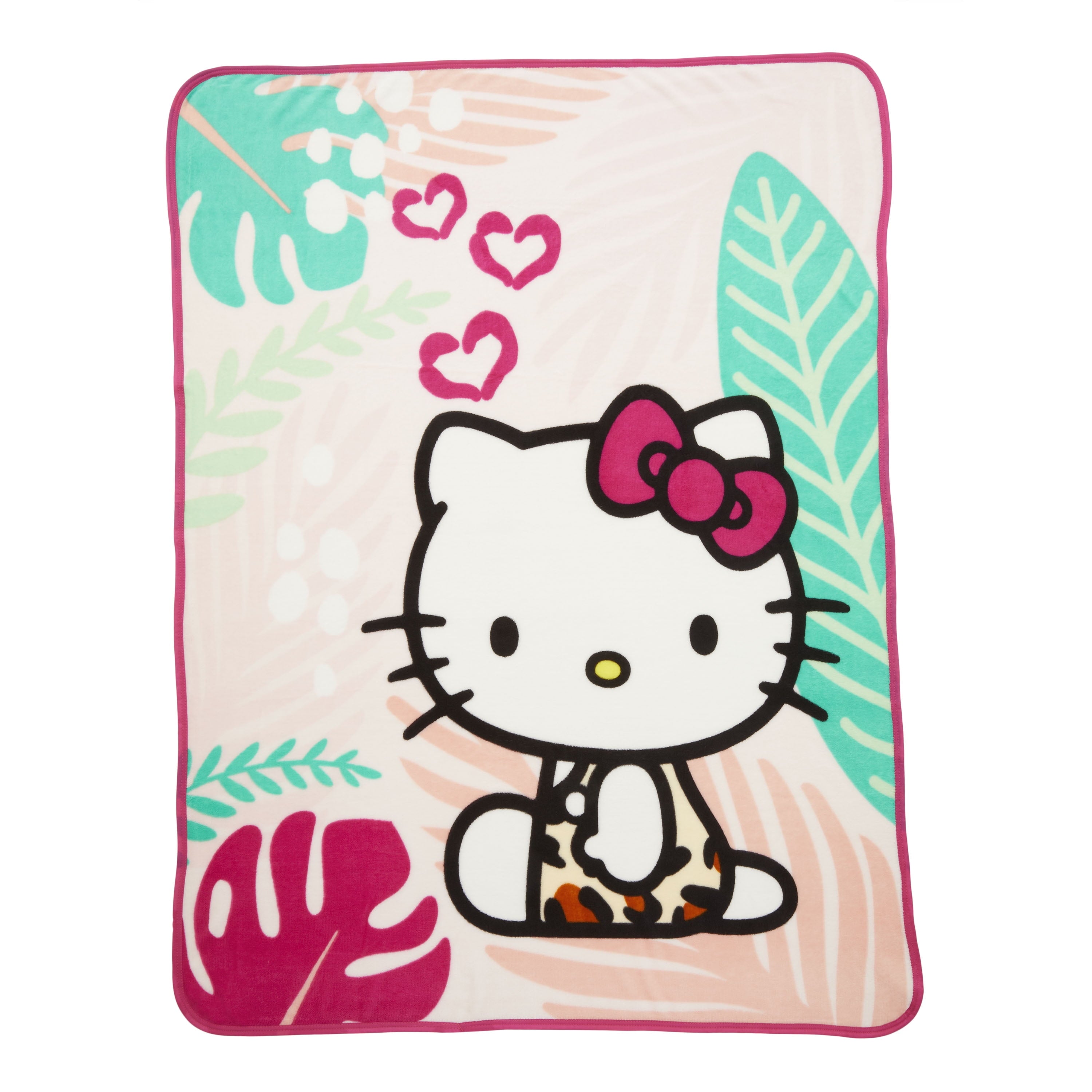 Kids Pink White Print Fleece Throw Blanket, 46 x 60