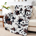 Cow Print Double Sided Faux Fur Throw Blanket, Soft Cozy Fuzzy Black and White Throw, 50x60 inches